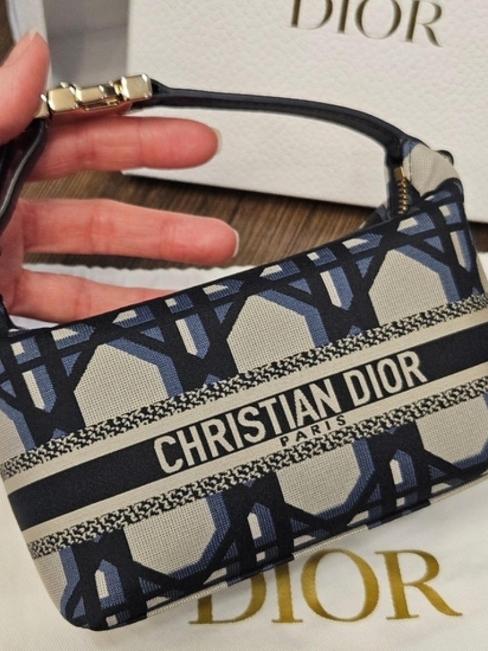 CHRISTIAN DIOR DiorTravel Nomad Pouch Oblique Navy Canvas Italy Box And Dust Bag - Picture 7 of 15